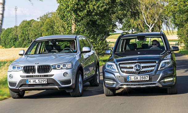 BMW X3 xDrive20d Mercedes GLK 220 CDI 4Matic Mittelklasse-SUV Diesel Vierzylinder Markenvergleich Test