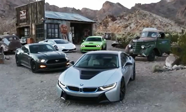 Video: Huracan und i8 gegen Mustang GT und SRT Hellcat Video: Huracan und i8 gegen Mustang GT und SRT Hellcat