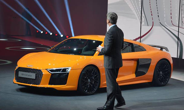 Audi R8 2015 V10 plus Autosalon Genf Supersportler Live-Bilder Informationen Premiere Neuheiten