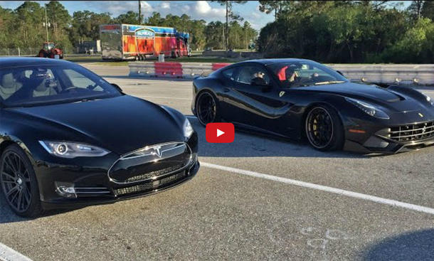 Video: Tesla Model S P85d vs. Ferrari F12 Video: Tesla Model S P85d vs. Ferrari F12