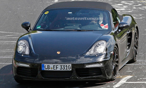 porsche boxster 2016 cayman facelift erlkoenig bilder vierzylinder turbo boxermotor