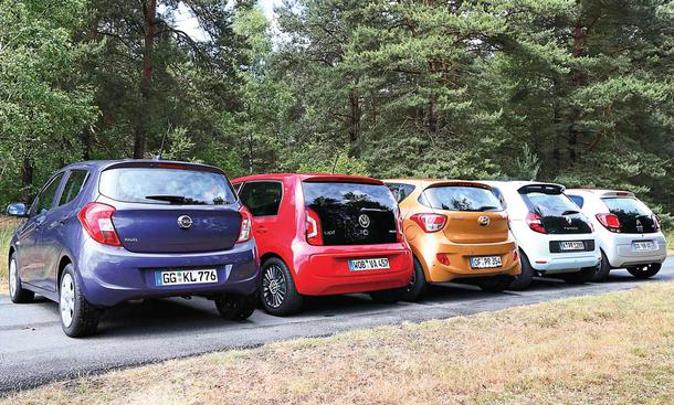 Opel Karl Citroen C1 Hyundai i10 Renault Twingo VW Up Kleinstwagen Vergleichstest