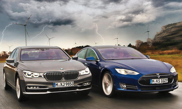 Bmw 750i Xdrivetesla Model S P90d Test Autozeitungde
