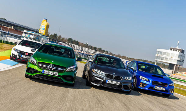 Type R, A 45 AMG, M2 und WRX STI in Hockenheim