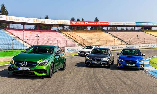 A 45 AMG, Type R, M2 und WRX STI in Hockenheim